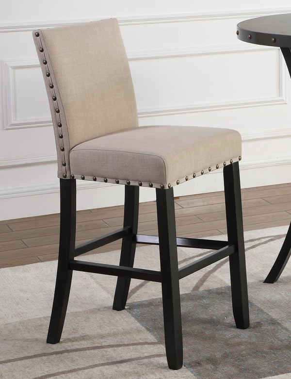 3-Piece Bar Height Dining Set – Round Table & Nail Head Stools