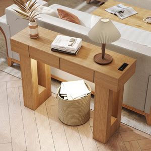 47" Entryway Console Table with LED Light & Storage Drawers