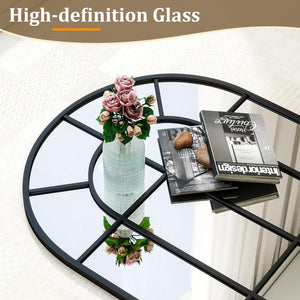 Arched Grid Wall Mirror – Black Metal Frame