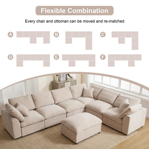 U-Shaped Modular Sectional Sofa with Ottoman – 7 Seat