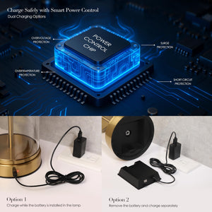 Cordless Rechargeable Glass Table Lamp with Touch Dimmer