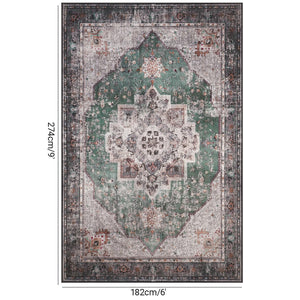 6x9 Vintage Persian Area Rug – Floral Medallion Washable Carpet