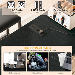 L-Shaped Bar Table and Chairs Set with Power Outlets