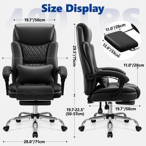 Big and Tall Office Chair 400lbs with Memory Foam Seat and Footrest