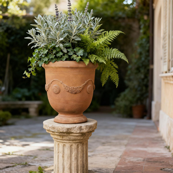16.5 Inch Magnesium Oxide Urn Planter with Drainage Hole