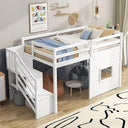 Twin Loft Bed with Storage Staircase & Underbed Space