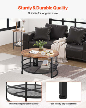 3-Piece Round Coffee Table Set with Metal Legs