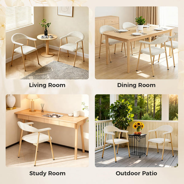 Modern Upholstered Dining Chairs Set of 2 with Curved Backrest