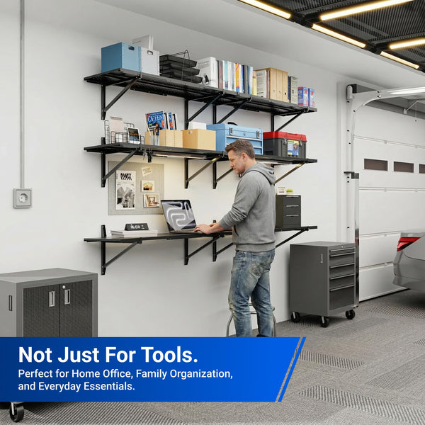 Heavy Duty Perforated Wall Shelf 4-Tier 1400 lbs Garage Storage Rack