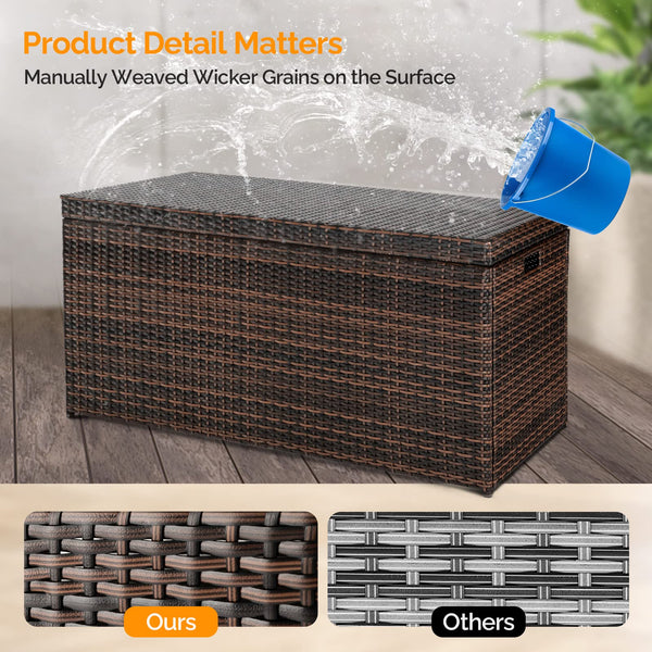 132-Gallon Wicker Outdoor Storage Box