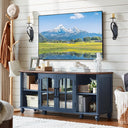 Farmhouse TV Stand with Glass Door & Adjustable Shelves – Fits Up to 65" TVs