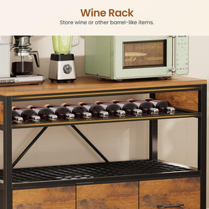 6-Tier Baker's Rack with Power Outlets, LED Lights & Wine Rack