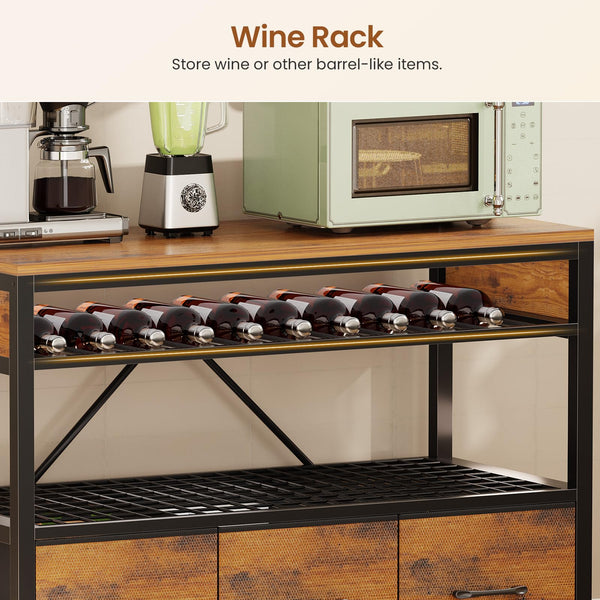 6-Tier Baker's Rack with Power Outlets, LED Lights & Wine Rack