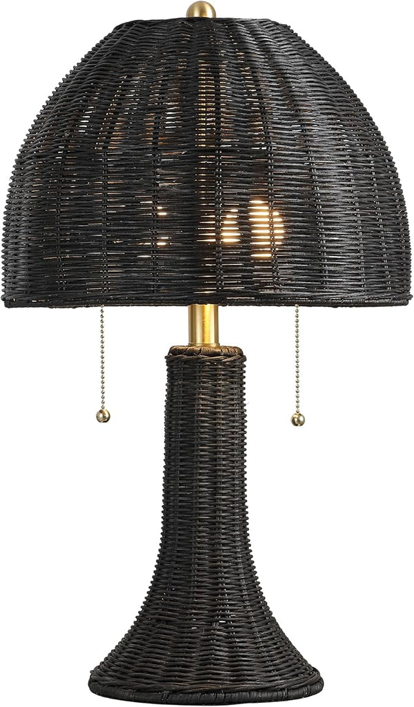 Bohemian Rustic Rattan LED Table Lamp 22"