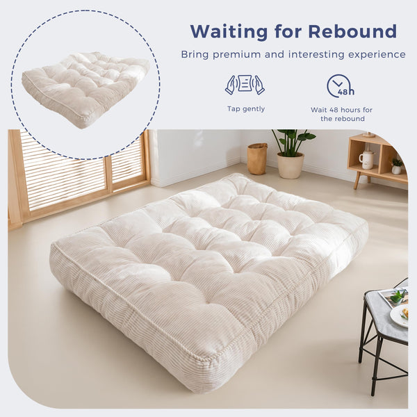 8-Inch Full Size Futon Mattress – Thick Shredded Foam Floor Sofa Bed