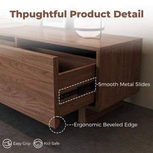Extendable TV Stand for 65-100 Inch TVs – Walnut Entertainment Console with Drawers
