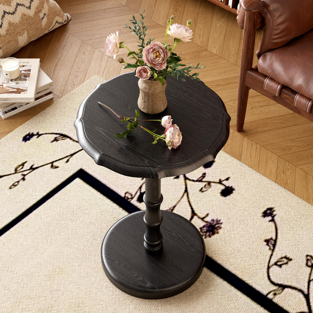 Solid Wood Round Pedestal Side Table