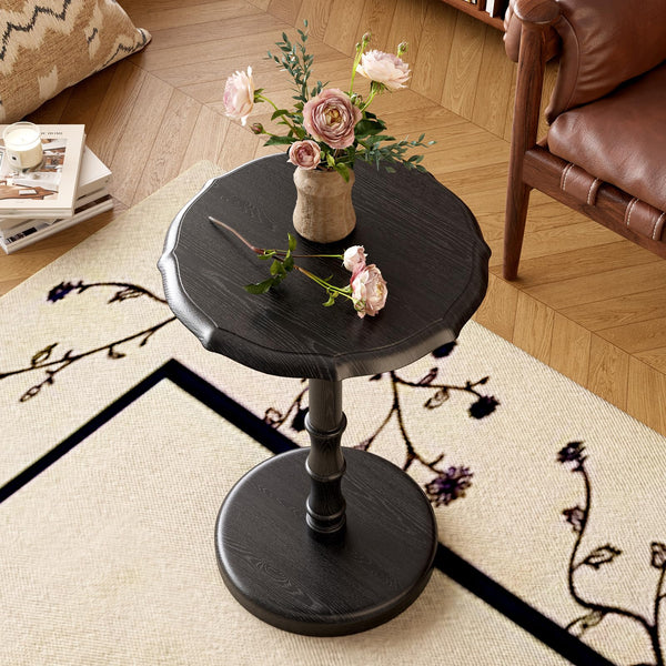 Solid Wood Round Pedestal Side Table