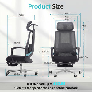 Ergonomic Office Chair with Footrest & Lumbar Massager
