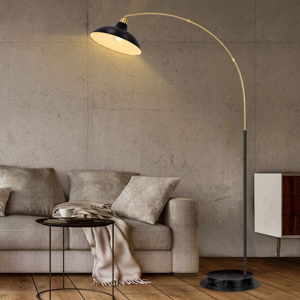 Arc Floor Lamp with Marble Base & 360° Rotatable Arm