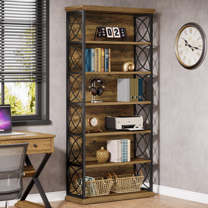 6-Tier Industrial Bookcase Set of 2, 73" Tall