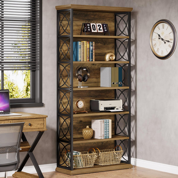 6-Tier Industrial Bookcase Set of 2, 73" Tall