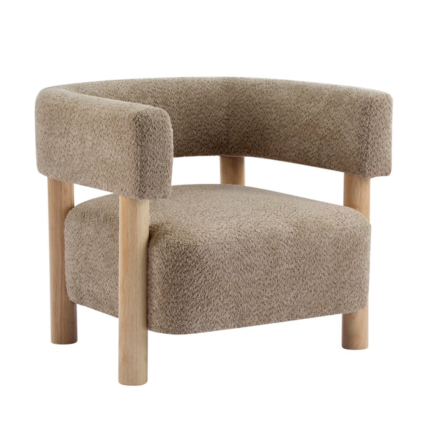 Low Profile Boucle Accent Chair with Round Backrest
