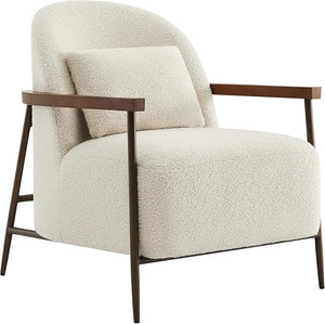 Mid-Century Modern Sherpa Armchair with Metal Frame
