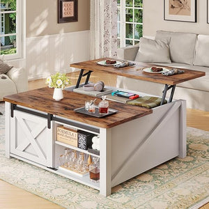 Lift Top Coffee Table with Hidden Storage and Adjustable Shelves