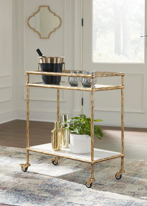 2-Tier Bar Cart with Rolling Casters