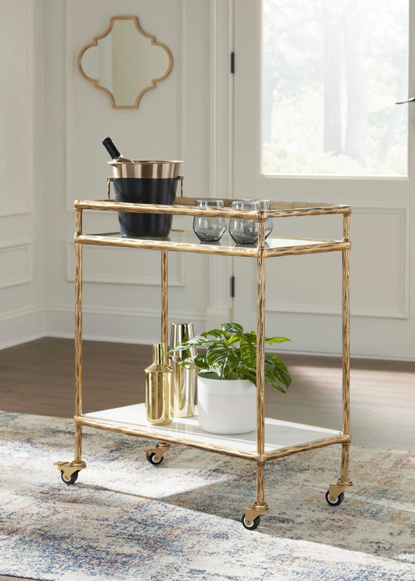 2-Tier Bar Cart with Rolling Casters