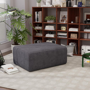 Oversized Corduroy Cloud Ottoman – Rectangle Pouf with 28D Foam