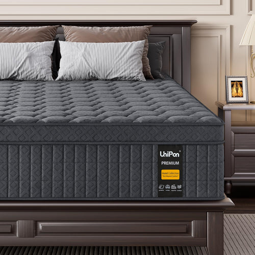 14-Inch Hybrid Mattress – Queen & King | Euro Top, Pocketed Coil, Cotton Fill