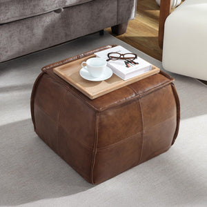 Genuine Leather Ottoman Pouf – Square & Round Foot Rest