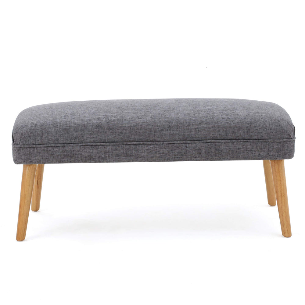 Mid Century Modern Fabric Ottoman – Light Grey