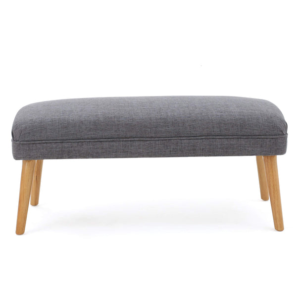 Mid Century Modern Fabric Ottoman – Light Grey