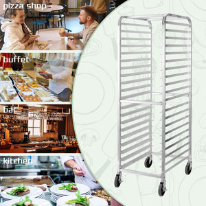20-Tier Aluminum Bun Pan Rack with Wheels