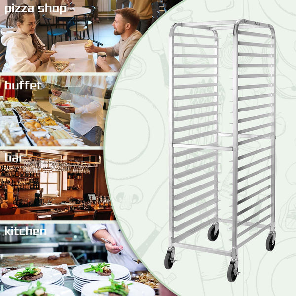 20-Tier Aluminum Bun Pan Rack with Wheels