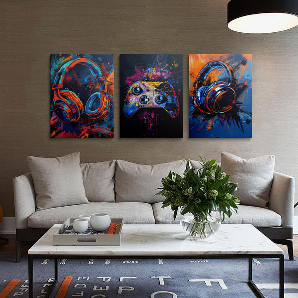 Gaming Canvas Wall Art 3-Piece Framed Set