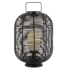 Woven Oval LED Lantern Table Lamp – Black
