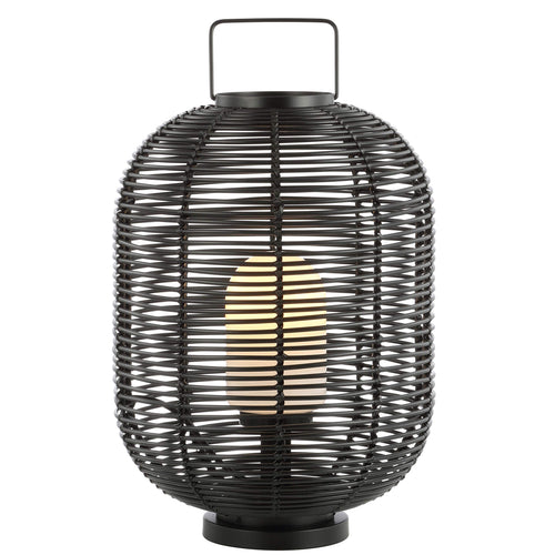 Woven Oval LED Lantern Table Lamp – Black