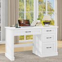 47" Farmhouse Executive Desk with Drawers, File Drawer & Charging Station