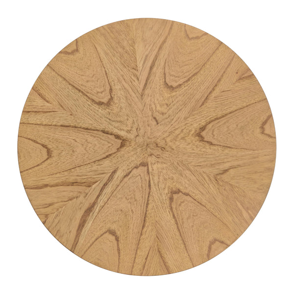 Round Wood End Table with Lower Shelf