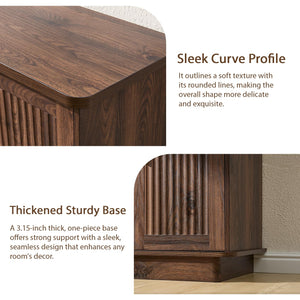 Fluted Sideboard Buffet Cabinet with 4 Doors & Adjustable Shelves