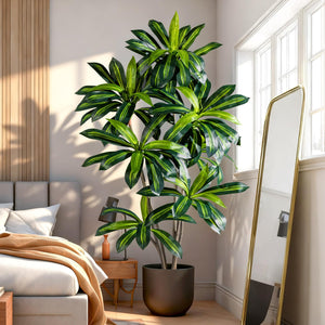 Artificial Dracaena Tree with White Planter Pot