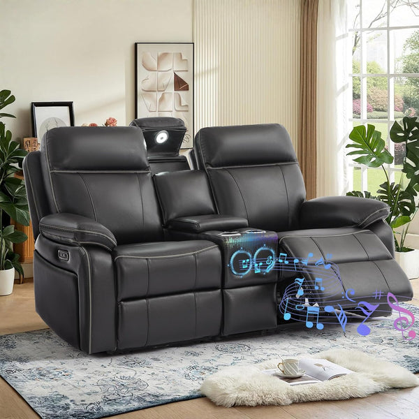 Power Reclining Sofa with Fold-Down Table & Charging Station