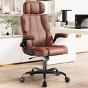 Ergonomic High-Back PU Leather Office Chair with Adjustable Headrest & Flip-Up Arms