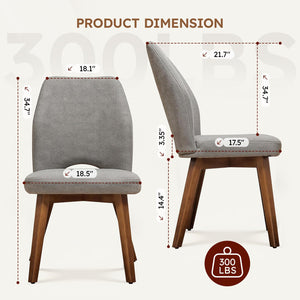 Modern Upholstered Dining Chairs Set of 4 with High Back & Wood Legs – Grey