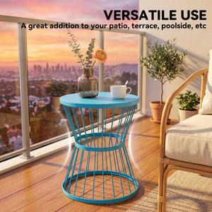 16" Steel Patio Side Table with Hourglass Design