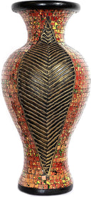 Mosaic Floor Vase – 18 Inch Tall Cylinder Terracotta & Glass